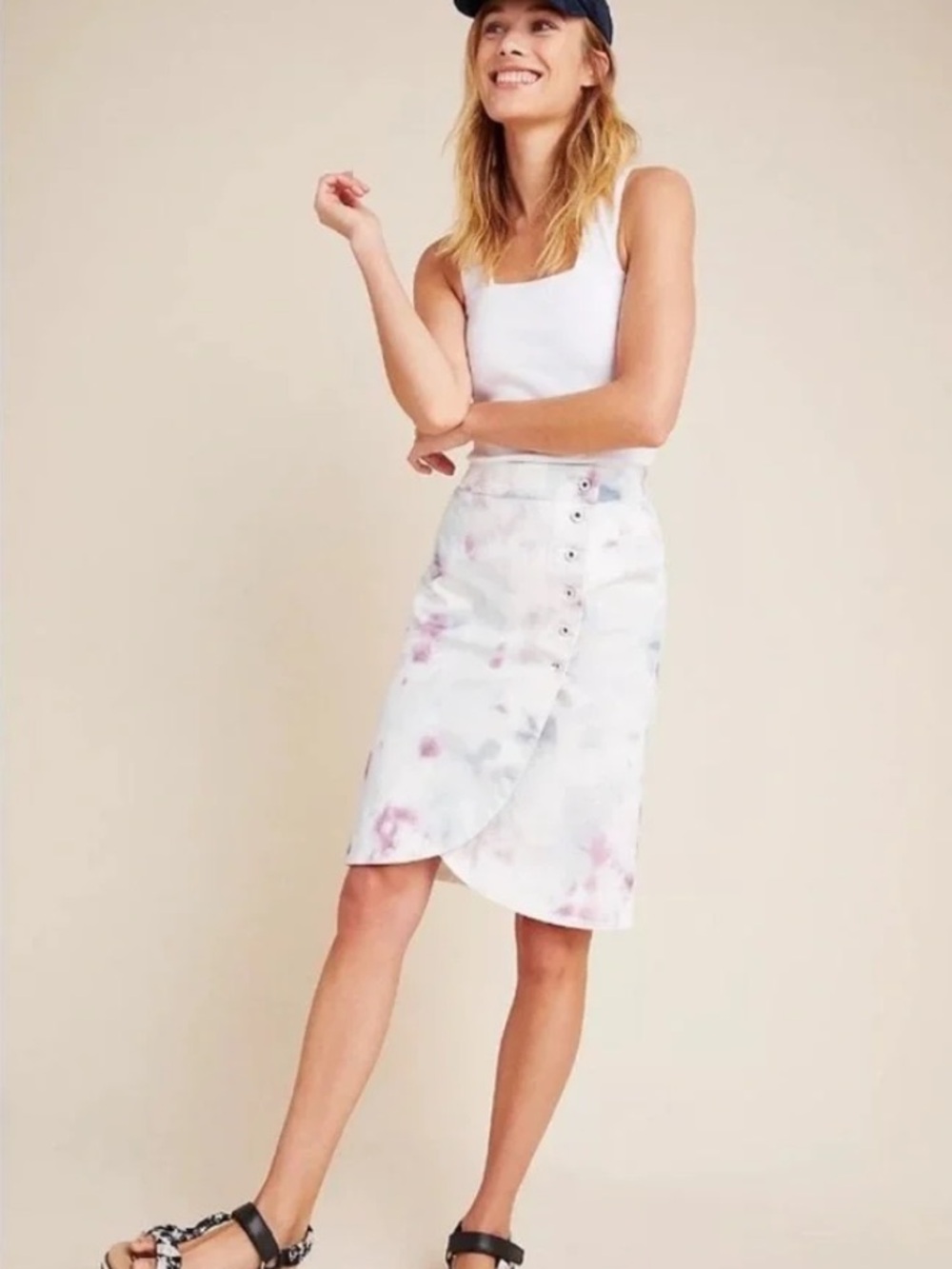 Anthropologie Kimmie Tie-Dye Tulip Midi Skirt Size 14